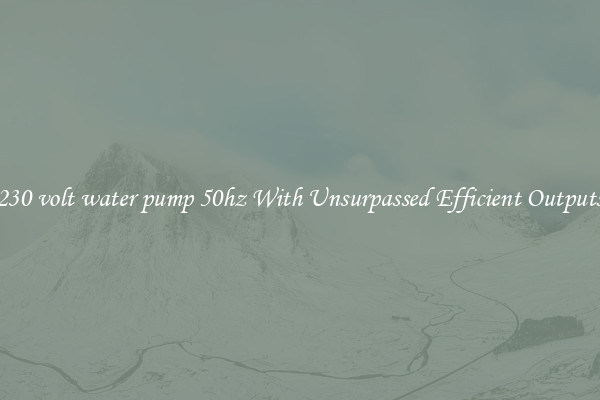 230 volt water pump 50hz With Unsurpassed Efficient Outputs